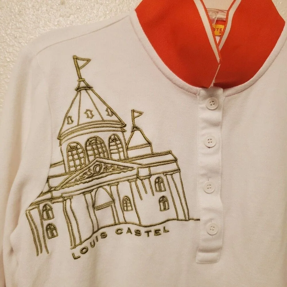 Louis Castel Womens Golf Polo Long Sleeve Pullover Cream Red Size 90 US XS - Picture 4 of 13
